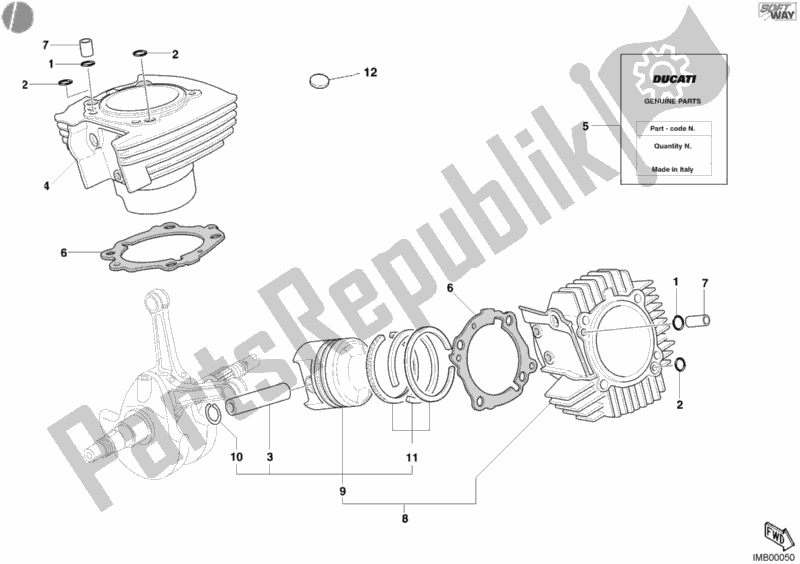 Alle onderdelen voor de Cilinder - Zuiger van de Ducati Supersport 800 SS USA 2005